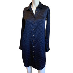 Vetiver Blue White Satin Shirt Dress sz 2 EUC